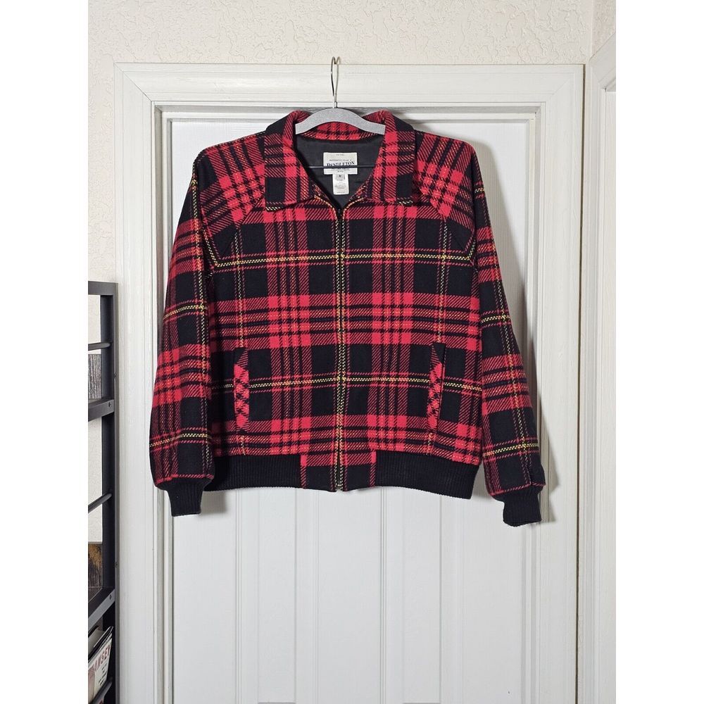 Pendleton Wool Lambswool Plaid Tartan Bomber Jacket Full Zip Women's Medium USA